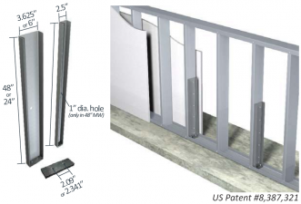 Midwall™ Knee Wall Brace Kit 2-1/2" Wall Width x 24" Height